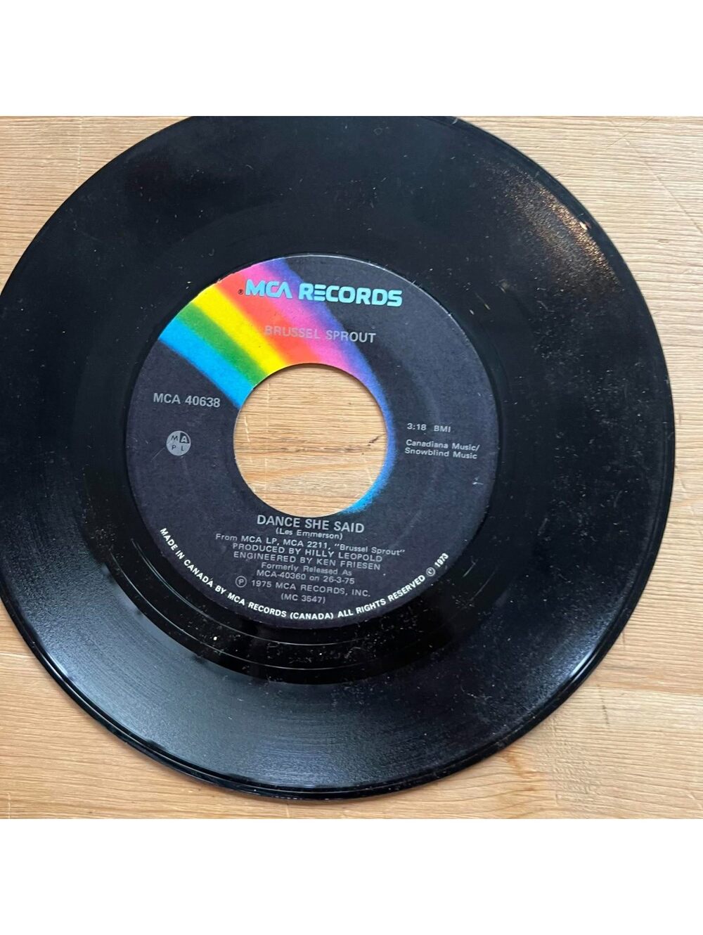 Brussel Sprout - Dance she Said/Follow me Down 45rpm VG+ R15